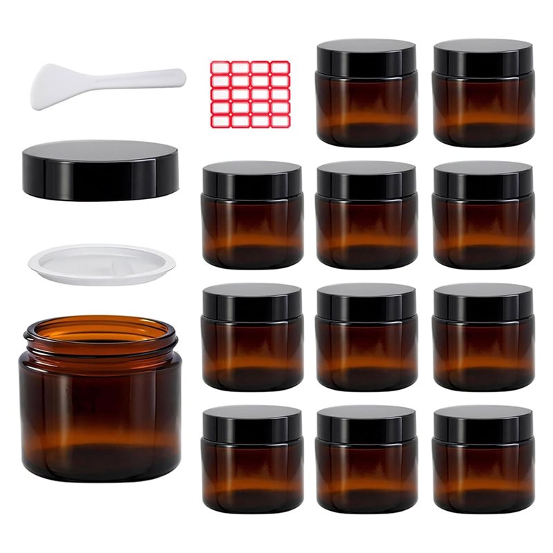 Amber Jar Candle - Leakproof Inner Lids, 12Pcs 2 Oz